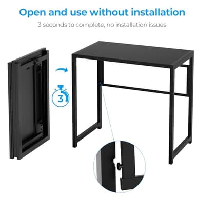 GreenForest Folding Desk for Small Spaces,31.5 in No-Assembly Small Computer Desk for Home Office,Space Saving Foldable Table Study Office Desk,Black - Image 4