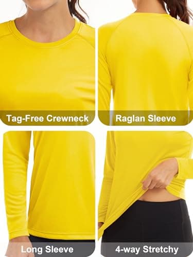 MAGCOMSEN Running Shirts Women Athletic Shirts Women Workout Shirts for Women UV Shirts for Women Long Sleeve Shirts Summer T Shirts Yellow - Image 4