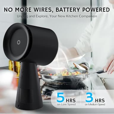 Airthereal Battery Operated Desktop Range Hood, Rechargable Portable Range Hood with 3-Fan Speeds and Large Oil Collection Cup, Upgraded Portable Kitchen Exhaust Fan for RV Cooking - Image 3