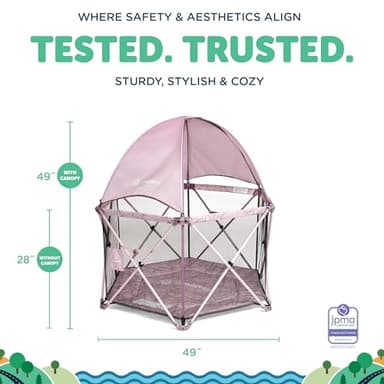 Baby Delight Go with Me Eclipse Deluxe Portable Playard | Playpen | Sun Canopy | Indoor and Outdoor | Ultra Padded Nylon Floor | Canyon Rose - Image 4