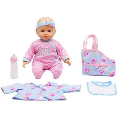 Dream Collection: Baby Keepsake Gift Set - Pink & Blue - 14" Lifelike Baby Doll, Hard Body, Mix & Match Clothing, Accessory Bag, Bottle, Kids Ages 2+ - Image 5