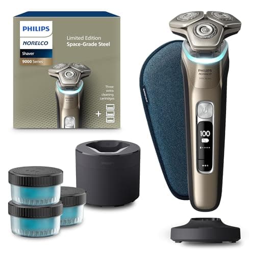 Philips Norelco Shaver Series 9000 Space Grade Edition, Wet & Dry Electric Shaver, with Lift & Cut Shaving System, Pop-up Trimmer, Cleaning Pod & 3 Cartridges, Charge Stand & Travel Case, S9979/92 - Image 1