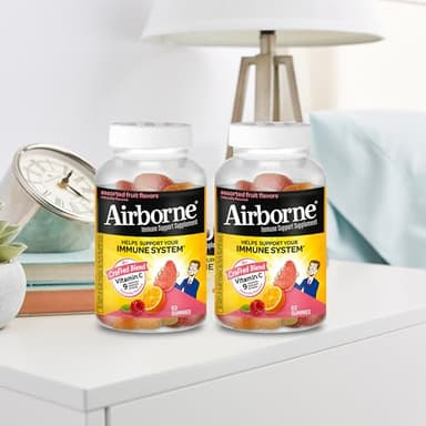 Airborne 750mg Vitamin C Gummies for Adults, Immune Support Gummies with Powerful Antioxidants VIT C & E, Caffeine Free - 2x63ct Bottle (42 Servings), Assorted Fruit Flavor - Image 11