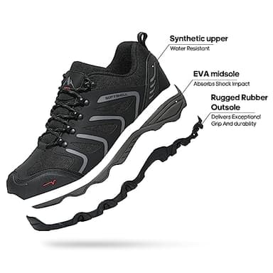 NORTIV 8 Men's Low Top Waterproof Hiking Shoes Lightweight Trekking Trails Outdoor Work Shoes 160448_Low Armadillo Black Dark Grey Size 12 M US - Image 4