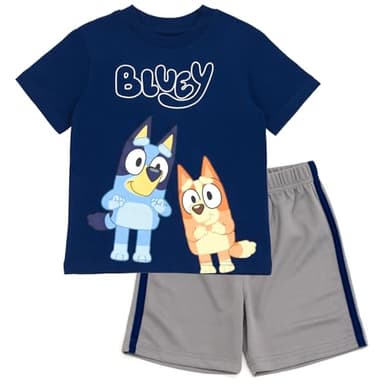 Bluey Bingo Infant Baby Boys T-Shirt and Mesh Shorts Outfit Set Blue/Silver 12 Months - Image 1