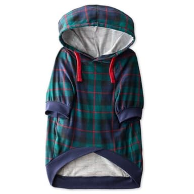 Pet Passion Rocky – The Orginal Lightweight Hooded TEE 100% Organic Cotton Dog Hoodie Pet Coat Sweater for Small, Medium, Large Dogs, Black Watch Plaid, X-Large - Image 1