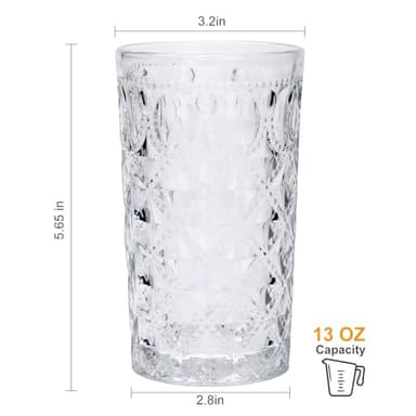 Drinking Glasses Set of 6,13oz High ball Glasses&Bar Same Style, Essential Glassware for Home, Suitable for Water, Juice, Milk, Cocktails, Whiskey, Iced Tea, Gift Giving - Image 3