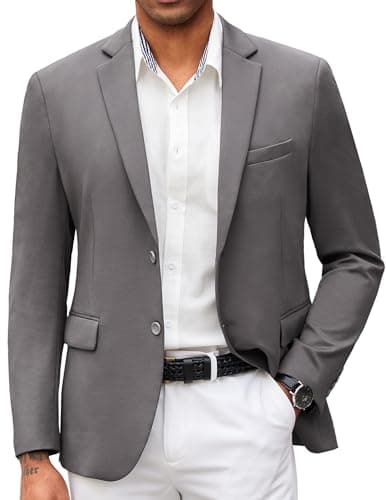 COOFANDY Mens Blazer Jacket Lightweight Suit Jacket Grey Casual Blazer Slim Fit Business Sport Coat - Image 1