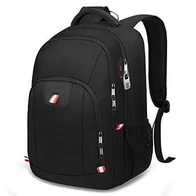 Travel Laptop Backpack, Black Backpack for Men and Women with USB Slit Business Computer Back Pack (Black, 15.6 Inch) - Image 1