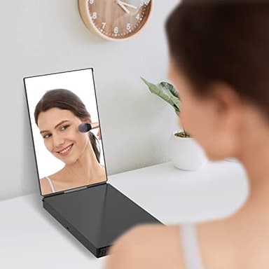 OLIBUY 3 Way Mirror with 10X Magnification, Three Way Mirror for Hair Cutting Shaving and Braiding, Height Adjustable with Two Hold Nails, 360 Viewing Angle, Clear Anti-Fog HD Glass - Image 3
