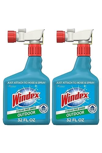Windex Outdoor Window and Glass Cleaner for Hose Ammonia Free, Concentrated Formula for Deep Outdoor Clean, Patio Cleaner, Compatible With All Hoses, 32 Fl Oz (Pack of 2) - Image 1