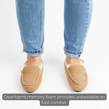 Dearfoams Women's Fireside Water Resistant Indoor/Outdoor Genuine Shearling Mel Moccasin Slipper, Wide Widths - Image 4