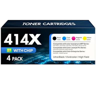 414X Toner Cartridges (with CHIP) Replacement for HP 414A Toner Cartridges 4 Pack - HP 414X Work for HP Color Laser Jet Pro MFP M479fdw M454dw M479fdn M454dn M479dw M479, 414X Toner W2020X - Image 1