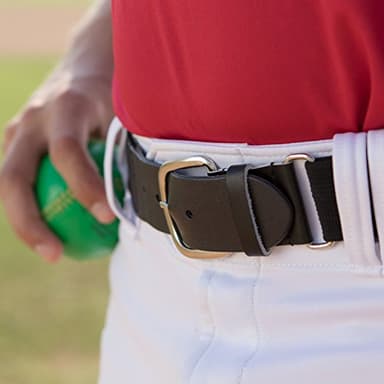 Champion Sports Baseball/Softball Uniform Belt - Comfort Nylon Stretch Fit Uniform Belt - Durable Leather Tab - Adult "22-46 Inches" - Black - Image 4