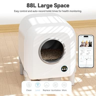 Self Cleaning Litter Box, Automatic Cat Litter Box Self Cleaning for Multiple Cats, with Safety Protection, App Control, 5 Rolls of Garbage Bags - Image 3
