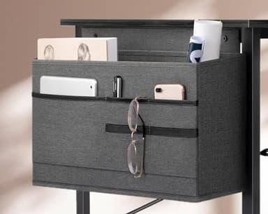 KKL Small Desk with Power Outlets and USB Port Computer Desk for Home Office Gaming Simple Modern Style Writing Desks with Storage Bag Headphone Hook, 48 inch, Black - Image 5