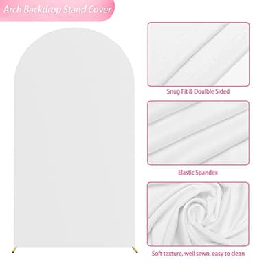 Wokceer 7.2 FT Wedding Arch Backdrop Stand and White Arch Cover, Metal Arch Stand with Arch Stand Cover for Birthday Party Wedding Ceremony Bridal Baby Shower Event Decor - Image 5