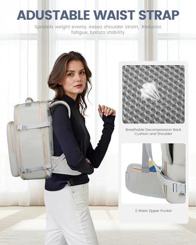 LOVEVOOK 40L Travel Backpack for Women Men with Waist Strap,Airline Approved Carry On Luggage Travel Essentials,TSA Carry On Backpack Personal Item Travel Bag Weekender Traveling with Packing Cubes - Image 2