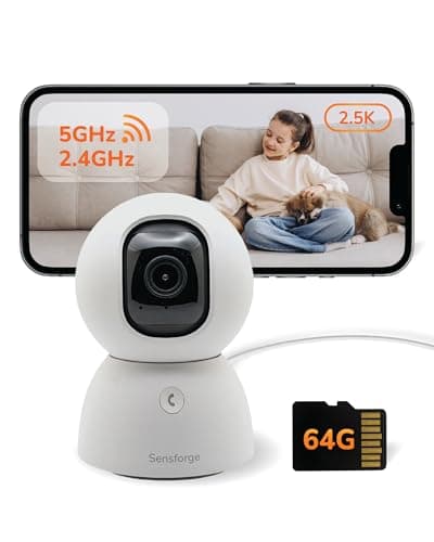 Sensforge Indoor Pan-Tilt Security Camera with SD Card for pet/Kid/Home, 24/7 Recording, 5G/2.4G Wi-Fi, 2.5K Video and Image - Free Human Motion Pet Detection, NO Monthly fee - Image 1