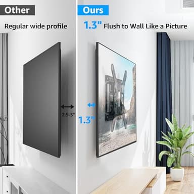 MOUNTUP Ultra Slim Full Motion TV Wall Mount, 1.3" Thin Low Profile TV Bracket for 26-60" LED OLED QLED TVs,Smooth Swivel Tilt Extension,Max Vesa 400x400mm,Up to 88lbs,Fits Single 12" 16" Studs,MU0062 - Image 3