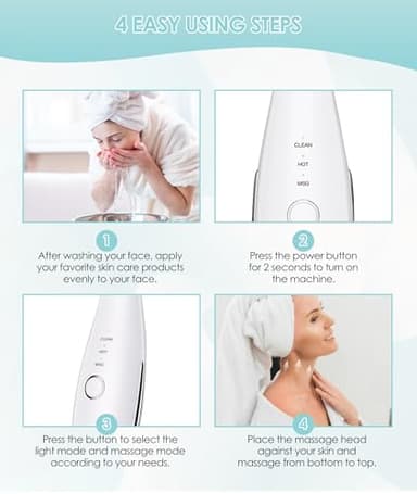ELISHINE 7 Color Neck Face Massager - Facial Massager Tool for Skin Care at Home, Vibrating Face Massager with Thermals, Galvanic Machines White - Image 6