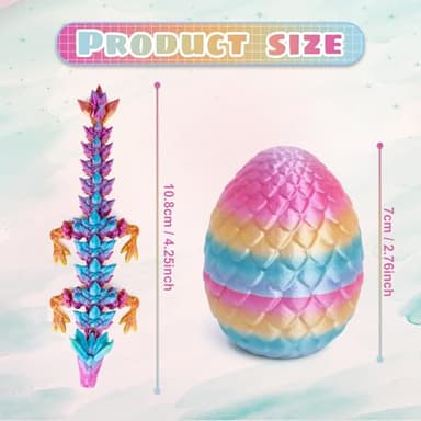 4PCS 3D Printed Dragon Eggs with Dragon Inside, Mini Mystery Egg Articulated Crystal Fidget Toy, Home Office Decor Executive Gift, Surprise 3D Printed Animals Toy Set (Set C) - Image 4