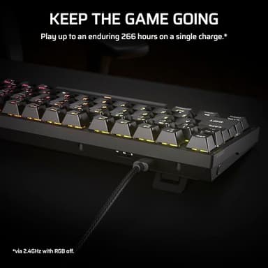 Corsair K65 Plus Wireless 75% RGB Hot-Swappable Mechanical Gaming Keyboard – Pre-Lubricated MLX Fusion Tactile Switches – Dual-Layer Sound Dampening – PBT Keycaps – QWERTY NA – Black - Image 7