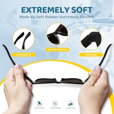 RIVBOS Kids Sunglasses Boys with Strap Polarized Rubber Flexible Shades for Toddler and Children Age 3-10 RBK004-2 Black Ice Green Lens - Image 4