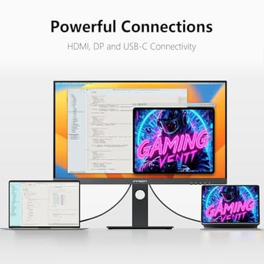 INNOCN 27 Inch 4K Monitor Computer UHD 3840 x 2160 LCD IPS Display, HDR400, USB C 65W, DP, HDMI, PC Monitor for Mac Laptop, 1.07B+ Colors, Built-in Speakers, Pivot/Height Adjustable Stand, Black - Image 4