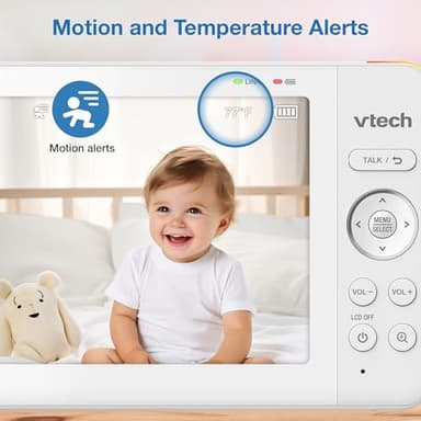 VTech Advanced HQ Max Twin 7" Digital Video 2-Cameras Baby Monitor with Pan Tilt Zoom, Long Battery Life 5000mAh, IPS Screen, Adaptive Multi-Color Night Light, 2-Way Talk, HQ Display, No WiFi, White - Image 8