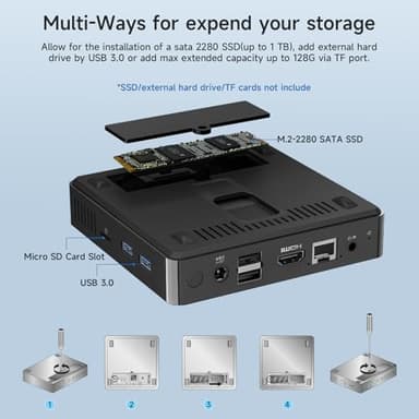 Bmax B1 Pro Mini PC, Fanless Intel N4000(up to 2.6GHz), 8GB LPDDR4/128GB eMMC, Mini Desktop Computer, WiFi5 HDMI/VGA Port 4K HD 2.4GHz/5GHz Dual WiFi BT4.2 Micro Pc - Image 5