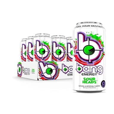 Bang Energy Sour Heads, Sugar-Free Energy Drink, 16-Ounce (Pack of 12) - Image 2
