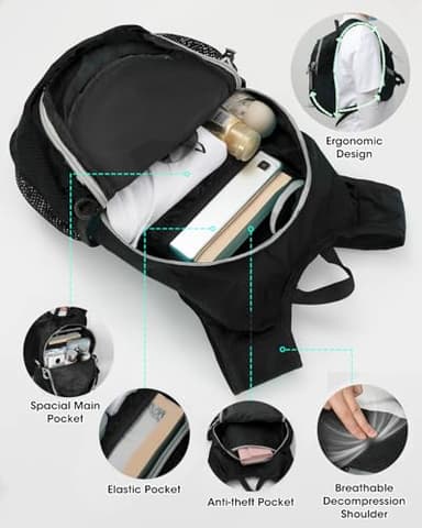 VPBAGE Small Hiking Backpack with Front Phone Holder, Packable Back pack with Chest and Waist Strap, Lightweight Daypack for Women Men - Image 7