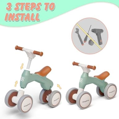 Maydolly Baby Balance Bike, Toddler Balance Bike for 1 Year Old Boys Girls, 4 Wheels Toddler Bike, First Birthday Gifts for 10-36 Month (Green) - Image 2