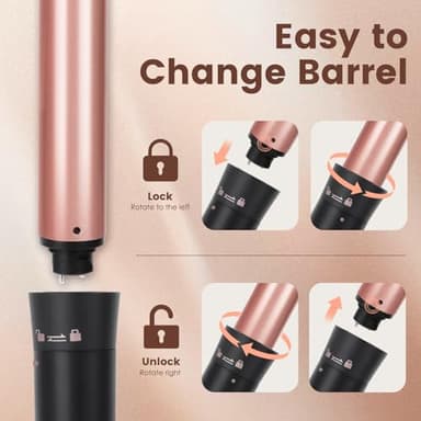 Bo'laiya 5 in 1 Curling Wand Set with Temperature Display, Curling Iron Set with 5 Interchangeable Ceramic Curling Wands, Instant Heat Up, Suitable for All Hair Types (Rose Gold) - Image 6