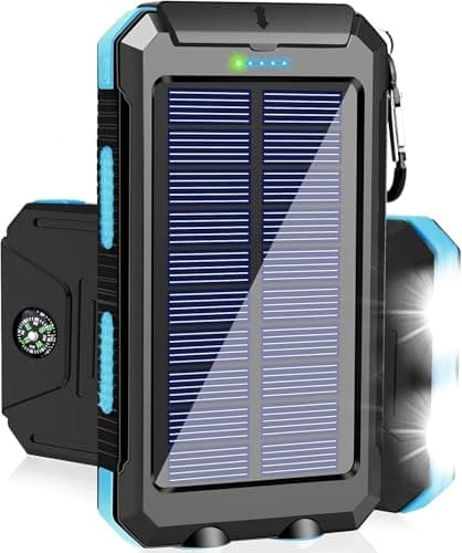 Solar Charger Power Bank, 38800mAh Portable Charger Fast Charger Dual USB Port Built-in Led Flashlight and Compass for All Cell Phone and Electronic Devices - Image 1