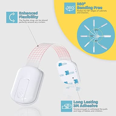 4our Kiddies Child Safety Cabinet Locks for Babies (6 Pack), Child Proof Latches for Cabinets and Drawers Doors, Baby Proofing Cabinet Strap Locks for Cupboard and Closet with 6 Pcs Extra 3M Adhesives - Image 3