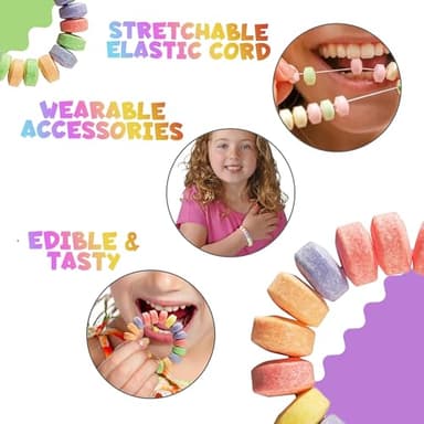 Candy Bracelets - Bulk Case 864 Pcs, Individually Wrapped - 2.5 Inch Candy Jewelry Bracelets, Stretchable, Edible, Colorful Fruit Flavor Rainbow Candies for Novelty Party Favor Supplies & Goodie Bags - Image 8