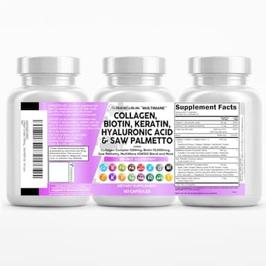 Clean Nutraceuticals Collagen Pills 1000mg Biotin 10000mcg Keratin Saw Palmetto Hyaluronic Acid - Hair Skin & Nails Vitamins & DHT Blocker with Vitamin E Folic Acid Pumpkin Seed MSM - 90 Count - Image 8