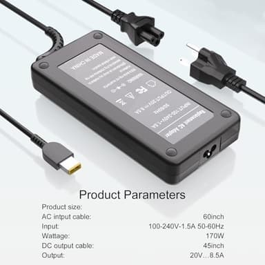 Vanzer 170W AC Charger Fit for Lenovo Thinkpad T15p T15g P15v P16v P15 P16 P17 Gen 3 2 1 P50 P51 P52 P53 P70 P71 P73 P1 Gen 6 5 4 3 2 1 W540 W541 Power Adapter - Image 5