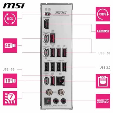 MSI MPG X870E Edge TI WiFi Motherboard, ATX - Supports AMD Ryzen 9000/8000 / 7000 Processors, AM5-80A SPS VRM, DDR5 Memory Boost 8400+MT/s (OC), PCIe 5.0 x16, M.2 Gen5, Wi-Fi 7, 5G LAN - Image 6