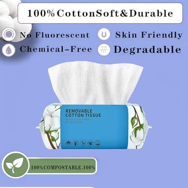 Disposable Face Towel 100 Count, Soft Cotton Clean Skin Face Towels, Dry Wipes Cotton Facial Towels Wash Cloths Tissue Thickened, Disposable Face Towelettes for Cleansing, Makeup Remover and Skincare - Image 4