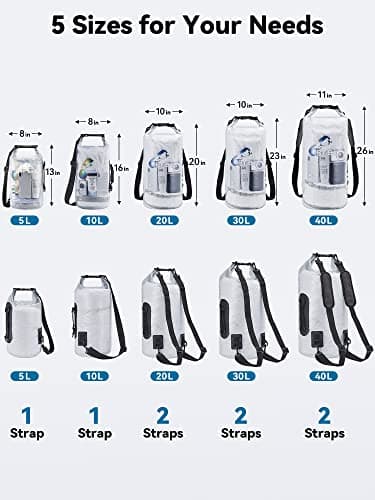 HEETA Dry Bag Waterproof for Women Men, Roll Top Lightweight Dry Storage Bag Backpack with Phone Case for Travel Swimming Boating Kayaking Paddle Board Camping Beach Accessories (White, 20L) - Image 2