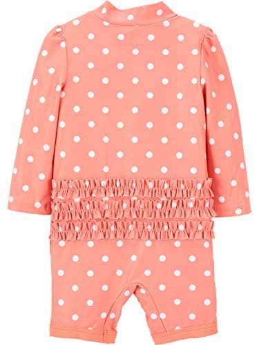 Simple Joys by Carter's Girls' 2-Pack 1-Piece Zip Rashguards, Navy Sea Friends/Peach Dots, 3T - Image 2