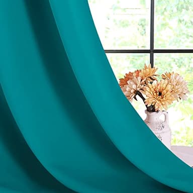 NICETOWN Room Darkening Curtains 70 inch Length 2 Panels, Peacock Teal, 2 Pieces, W34, Thermal Insulated Grommet Blackout Curtains for Modern Casual Elegant Bedroom Kids Room Theme Decoration - Image 6