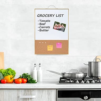 TSJ OFFICE Small Combination Board - 16" X 12" Portable Aluminum Gold Framed Magnetic Dry Erase Board for Wall, Small Bulletin Cork Board with Holder for Office, Home and School - Image 2