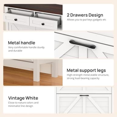 OLILAWN Entryway Shoe Storage, Shoe Storage Cabine with 2 Flip Drawers and 2 Drawers, Shoe Cabinet with Drawer, for Entryway Freestanding Shoes Organizer Cabinet, Slim Shoe Cabinet White - Image 7