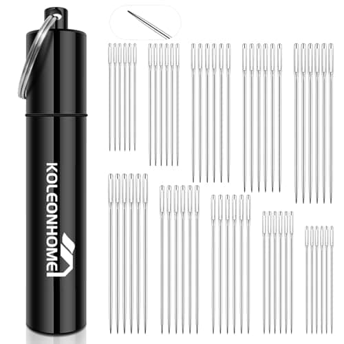 KOLEONHOME 60 Pcs Large Eye Sewing Needles, 5 Sizes Embroidery Needles, Hand Sewing Needles with Aluminum Storage Tube, Sewing Supplies for Hand Sewing Art Crafts - Image 1