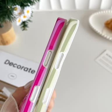 Yeddabox for iPhone 17 Pro Case Cute Striped Phone Case Soft TPU Slim Shockproof Phone Cover for Women Girls, Blue and White - Image 6