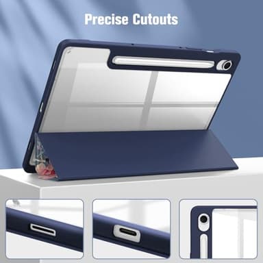 Fintie Hybrid Slim Case for Samsung Galaxy Tab S10 Lite/ S10 FE/ S9 FE 10.9 Inch/Tab S9 11 Inch with S Pen Holder, Shockproof Cover with Clear Transparent Back Shell, Auto Wake/Sleep,Blooming Hibiscus - Image 9